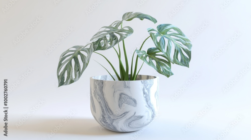 Isolated monstera plant in pot. Minimal tropical leaves houseplant home decor. 3d rendering. Isolated monstera plant in pot. Minimal tropical leaves houseplant home decor. 3d rendering.