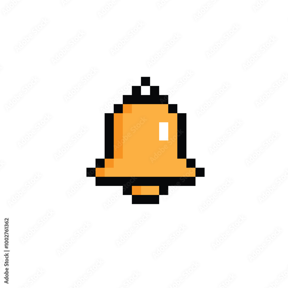 pixel Bell icon. Vector pixel art Bell 8 bit logo for game pixel Bell icon. Vector pixel art Bell 8 bit logo for game