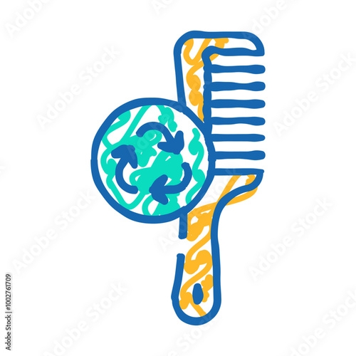 hairbrush zero waste equipment doodle icon sketch vector. hairbrush zero waste equipment sign. isolated symbol illustration photo