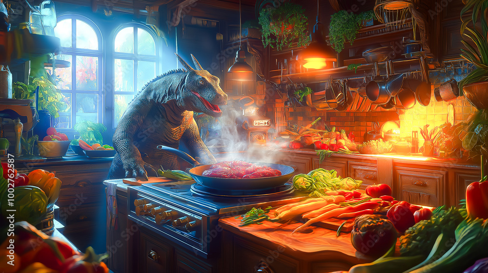 Komodo Chef in a Gourmet Kitchen Komodo Chef in a Gourmet Kitchen