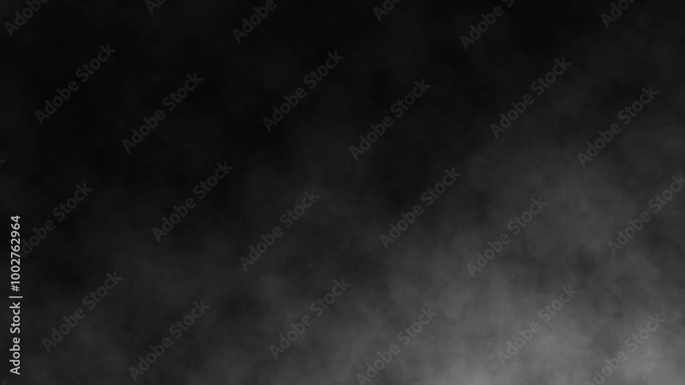 Gray and White Smoke billowing against black background - monochrome slow motion fog effects