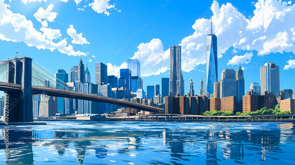 Fototapeta premium Cityscape Skyline with Urban Park in Daylight