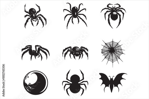 Creepy Spider Silhouettes and Webs