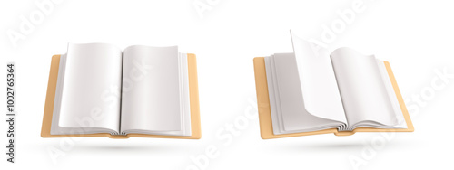 Set of 3d realistic books isolated on white background. 3D book icons. Vector illustration in cartoon style
