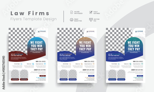 Professional corporate law firm flyer for lawyer brand identity promotion. Modern lawyer flyer or attorney flyer with marketing layout. Vol - 14