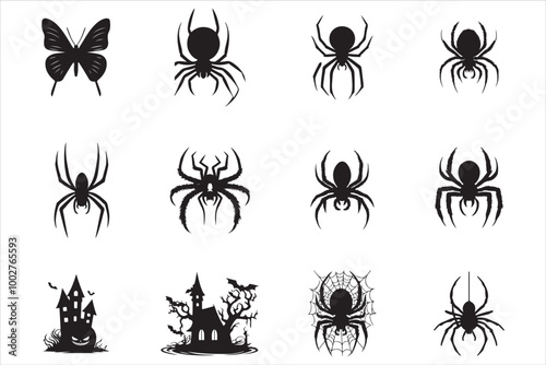 Creepy Spider Silhouettes and Webs