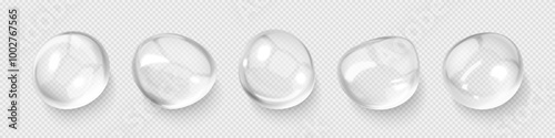 Cosmetic moisturizer water drops. Cosmetic essence. Liquid bubble. Collagen gel skincare product. Vector illustration