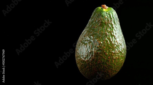 A green avocado on a black background
