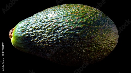 A green avocado on a black background