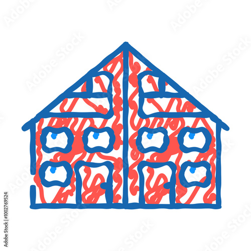 two family house doodle icon sketch vector. two family house sign. isolated symbol illustration