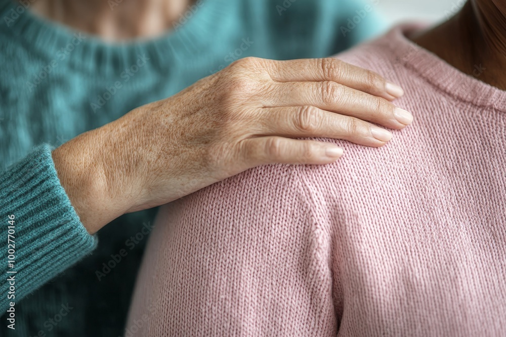 Fototapeta premium Compassionate gesture between two individuals, depicting warmth and connection.