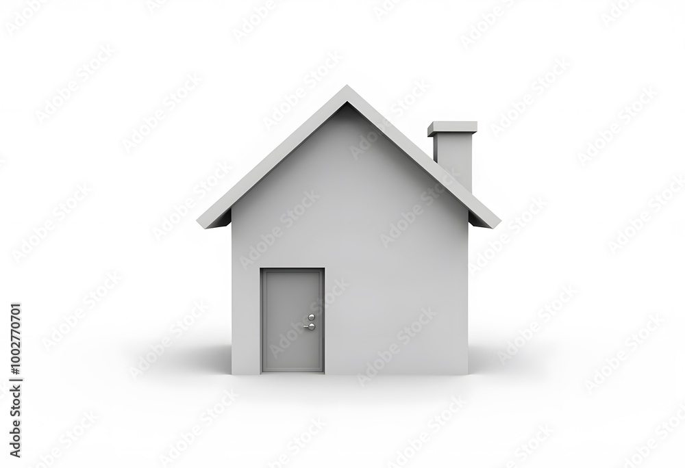 A small house with roof on a white. 3D illustration A small house with roof on a white. 3D illustration