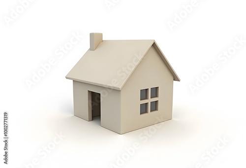 A small house with roof on a white. 3D illustration