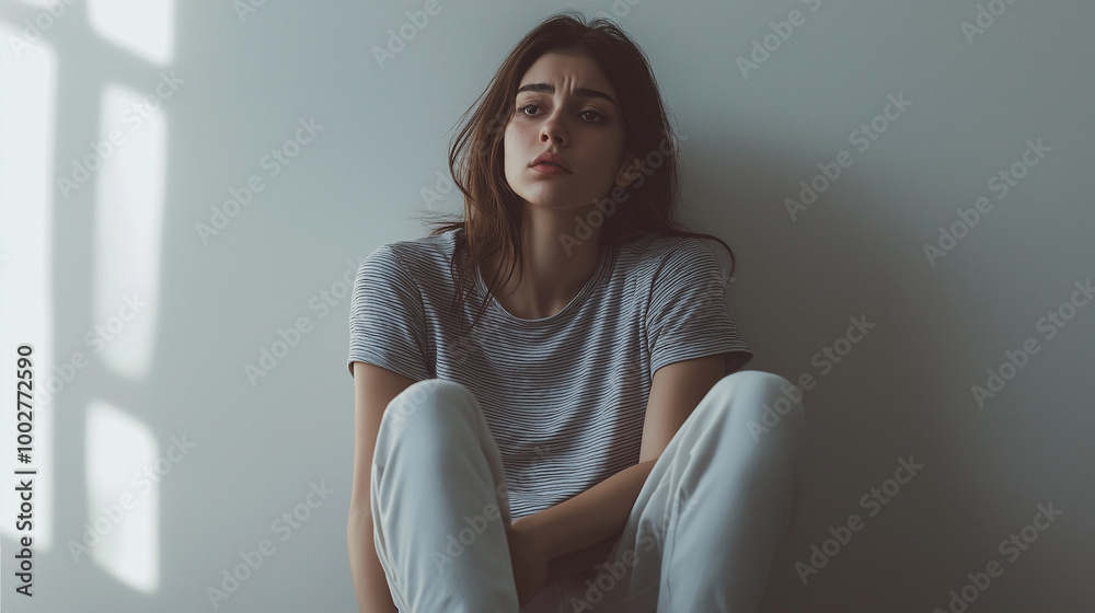 A despaired sad, depressed woman sitting on a floor alone in a house. despair hopelessness, desperate, broken heart concepts. A despaired sad, depressed woman sitting on a floor alone in a house. despair hopelessness, desperate, broken heart concepts.