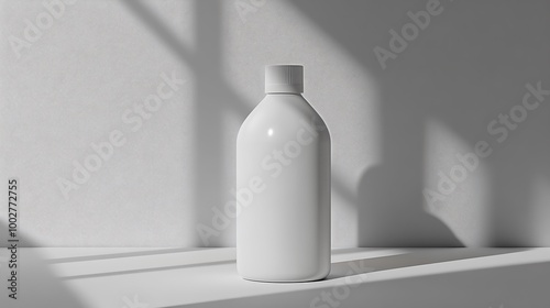 White Bottle Mockup with Minimalist Background