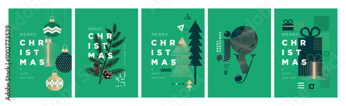 Merry Christmas and Happy New Year Greeting Cards. Vector illustration concepts for background, greeting card, party invitation card, website banner, social media banner, marketing material.
