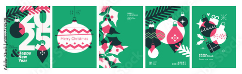 Set of Christmas and New Year Cards. Vector illustration concepts for graphic and web design, social media banner, marketing material.