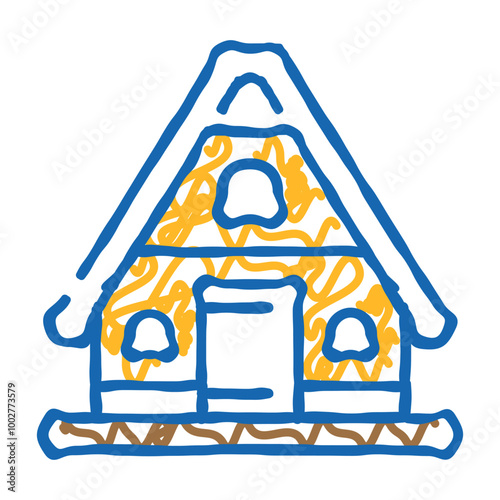 mountain house doodle icon sketch vector. mountain house sign. isolated symbol illustration