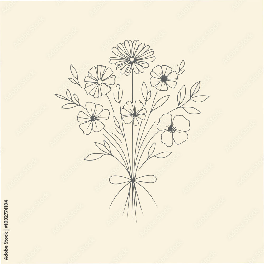Hand drawn lineart Minimal Flower Hand drawn lineart Minimal Flower