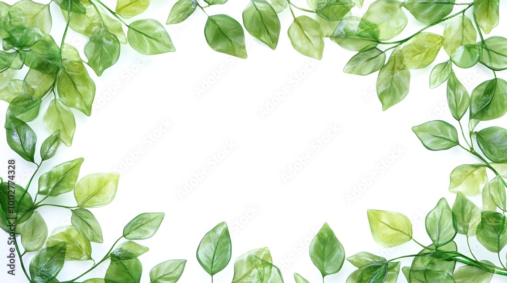 Vibrant Green Leaf Frame in Natural Environment Vibrant Green Leaf Frame in Natural Environment