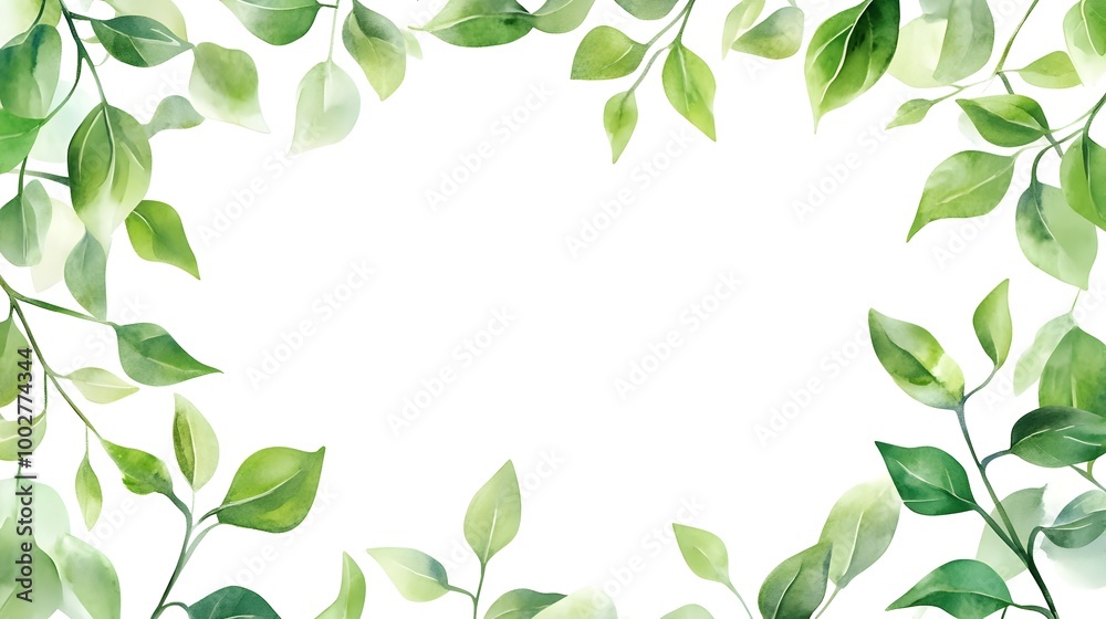 Lush Green Foliage Frame Natural Background with Copy Space Lush Green Foliage Frame Natural Background with Copy Space