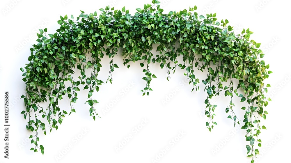 Hanging Cascade of Lush Green Vines and Leaves Forming a Natural Floral Backdrop Hanging Cascade of Lush Green Vines and Leaves Forming a Natural Floral Backdrop