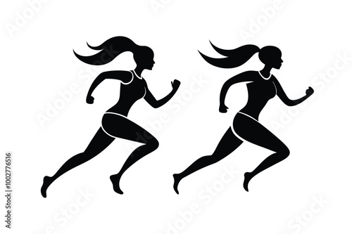 lady running logo vector silhouette photo