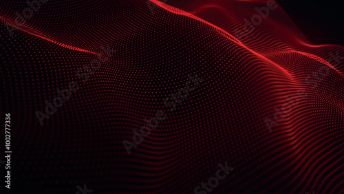 Futuristic point wave of particles. Visualization of sound waves. Technology or science banner. Abstract digital 3D wave. Vector illustration.