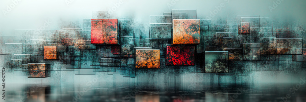 Abstract digital art with layered cubes. Abstract digital art with layered cubes.