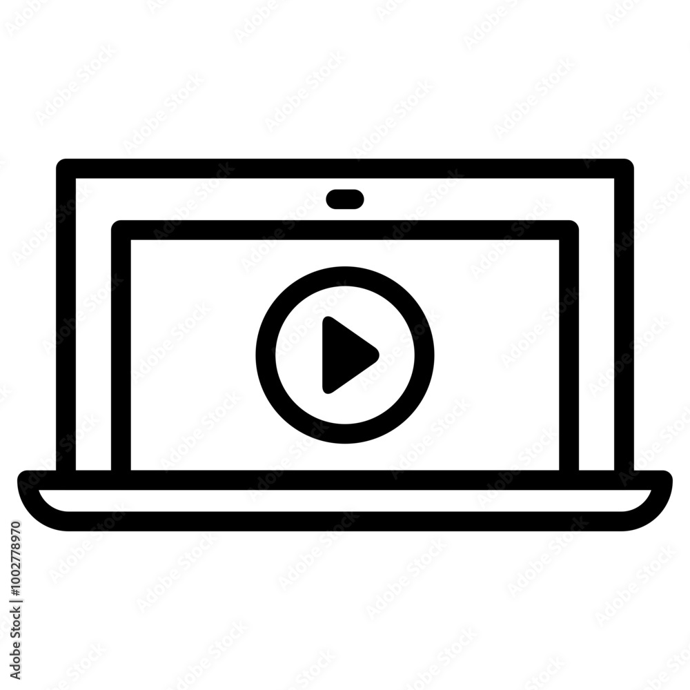 Laptop Play Icon. Simple Computer Vector Illustration. Laptop Play Icon. Simple Computer Vector Illustration.