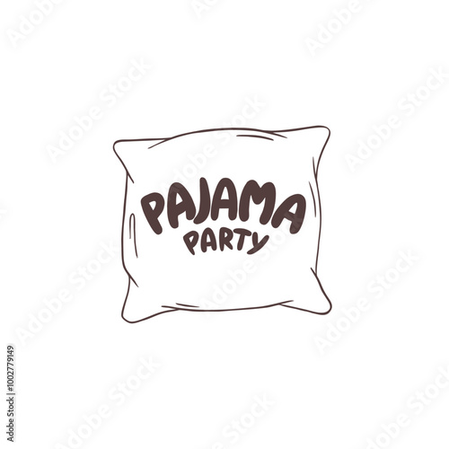 Pillow vector illustration with lettering. Pajama party doodle print