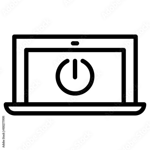 Laptop Turn On Icon. Simple Computer Vector Illustration.