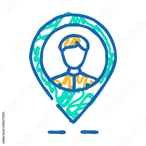 client geo tag kyc doodle icon sketch vector. client geo tag kyc sign. isolated symbol illustration
