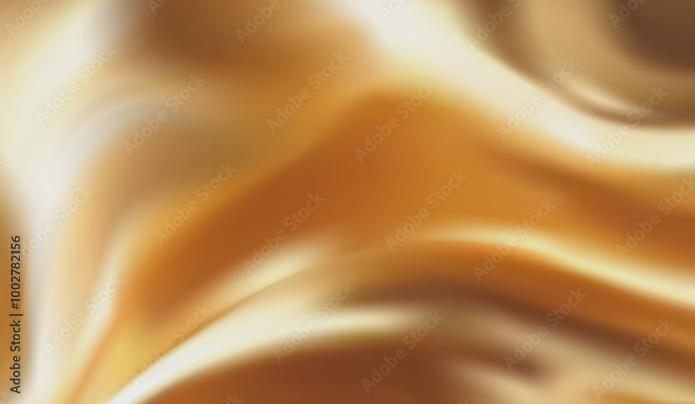 Fototapeta premium Flying gold silk textile fabric flag background. Smooth elegant golden Satin Isolated on white Background.Yellow flutters in the wind. mesh tool wes used
