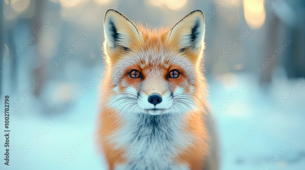 Obraz premium Majestic Red Fox in Snowy Forest Setting