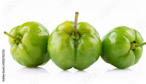 Green Acerola on white background. Acerola Fruit Isolated.