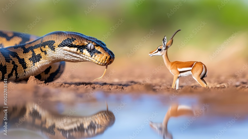 Naklejka premium Predator and Prey Interaction in Wild Nature Scene