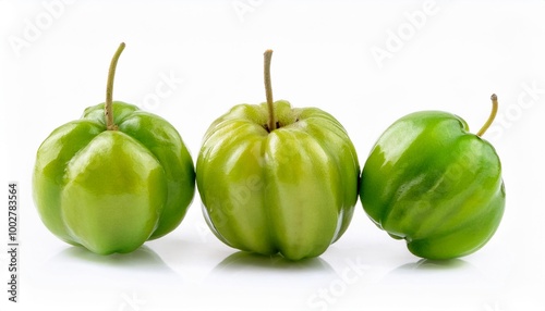 Green Acerola on white background. Acerola Fruit Isolated.