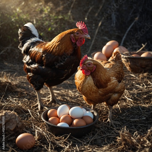 Fresh eggs collected from the coop used in various dishes and recipes