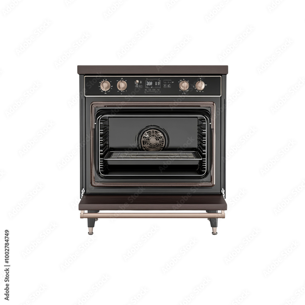 Obraz premium Modern Black and Copper Electric Oven with Open Door