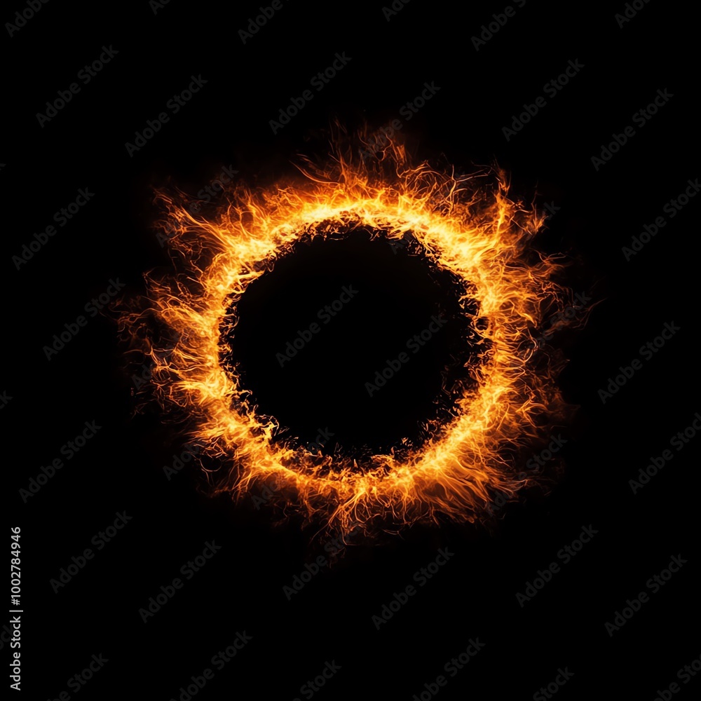 Solar eclipse with firelike corona, cosmic display, 3D illustration Solar eclipse with firelike corona, cosmic display, 3D illustration