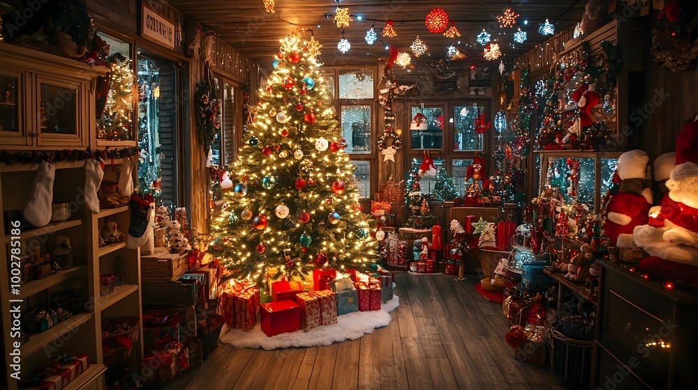 Festive Christmas tree party scene with bright string lights colorful ornaments and other lively holiday a warm and cozy atmosphere Festive Christmas tree party scene with bright string lights colorful ornaments and other lively holiday a warm and cozy atmosphere