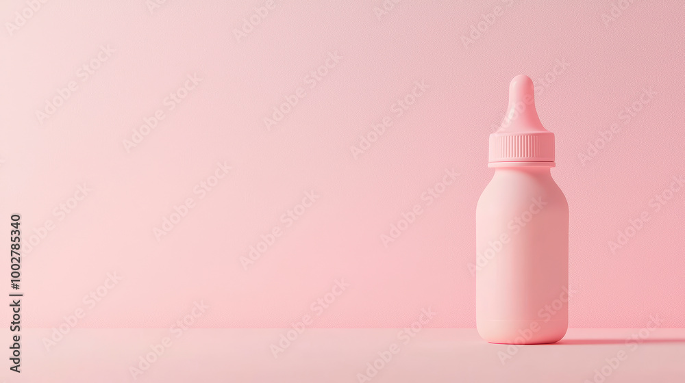 Baby Bottle Nipple On Smooth Pale Pink Surface For Feeding Use . Baby Bottle Nipple On Smooth Pale Pink Surface For Feeding Use .