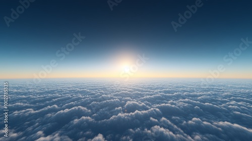 A serene morning sky above minimal clouds, with a deep blue sky photo