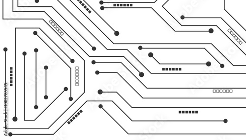 Vectors High-tech connection system on a white background. Technology digital circuit board background. Technology black circuit diagram.