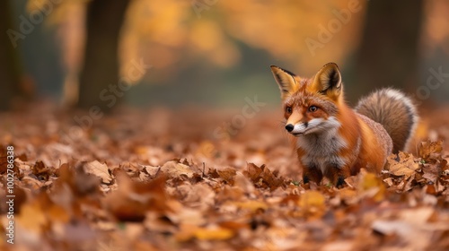 Captivating Fox in Autumn Leaves