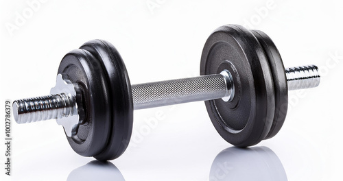 Fitness dumbbells on exercise mat