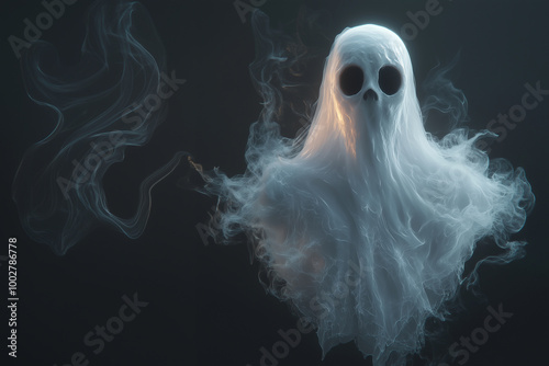 Scary ghost made with Ai generative technology 3 diverse similar promts photo