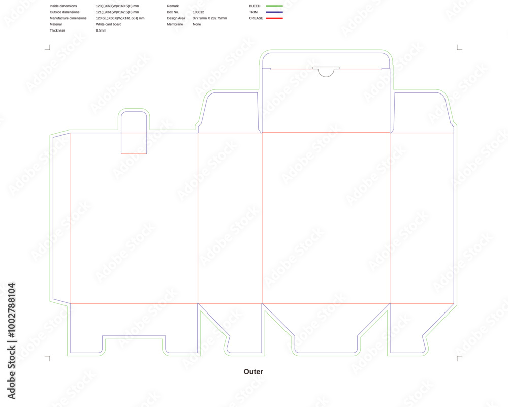 Custom dimensions back open boxes auto bottome snap lock dieline 103012 Custom dimensions back open boxes auto bottome snap lock dieline 103012