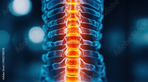 Vibrant X-ray Illustration of Spinal Column Anatomy